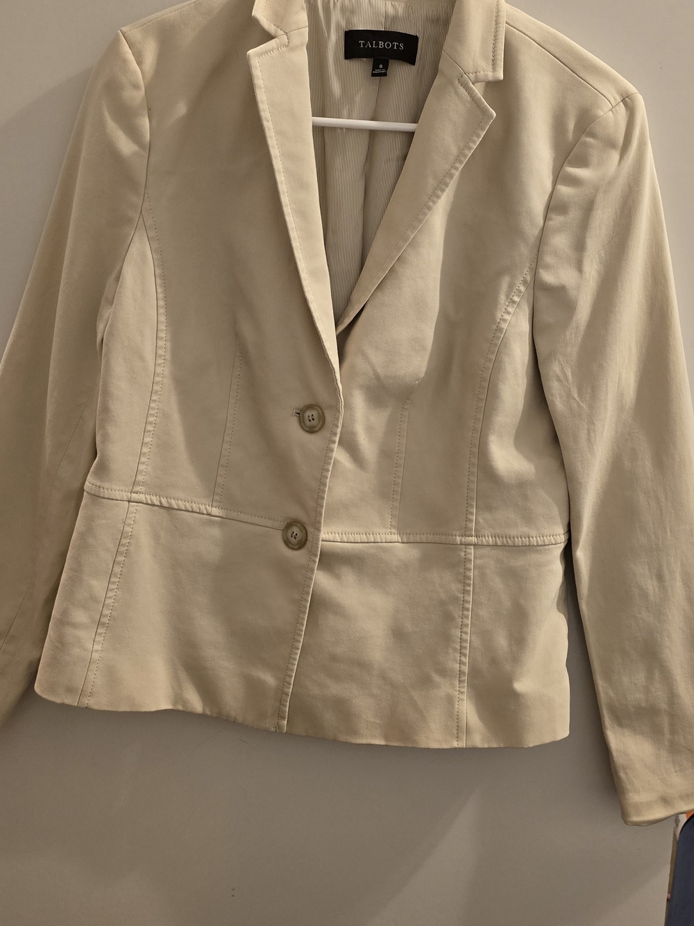 Talbots Cream Tailored Cotton-Blend Blazer